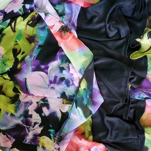 New Tahari women's 4 colorful floral mid dress with waist tie - Picture 9 of 9